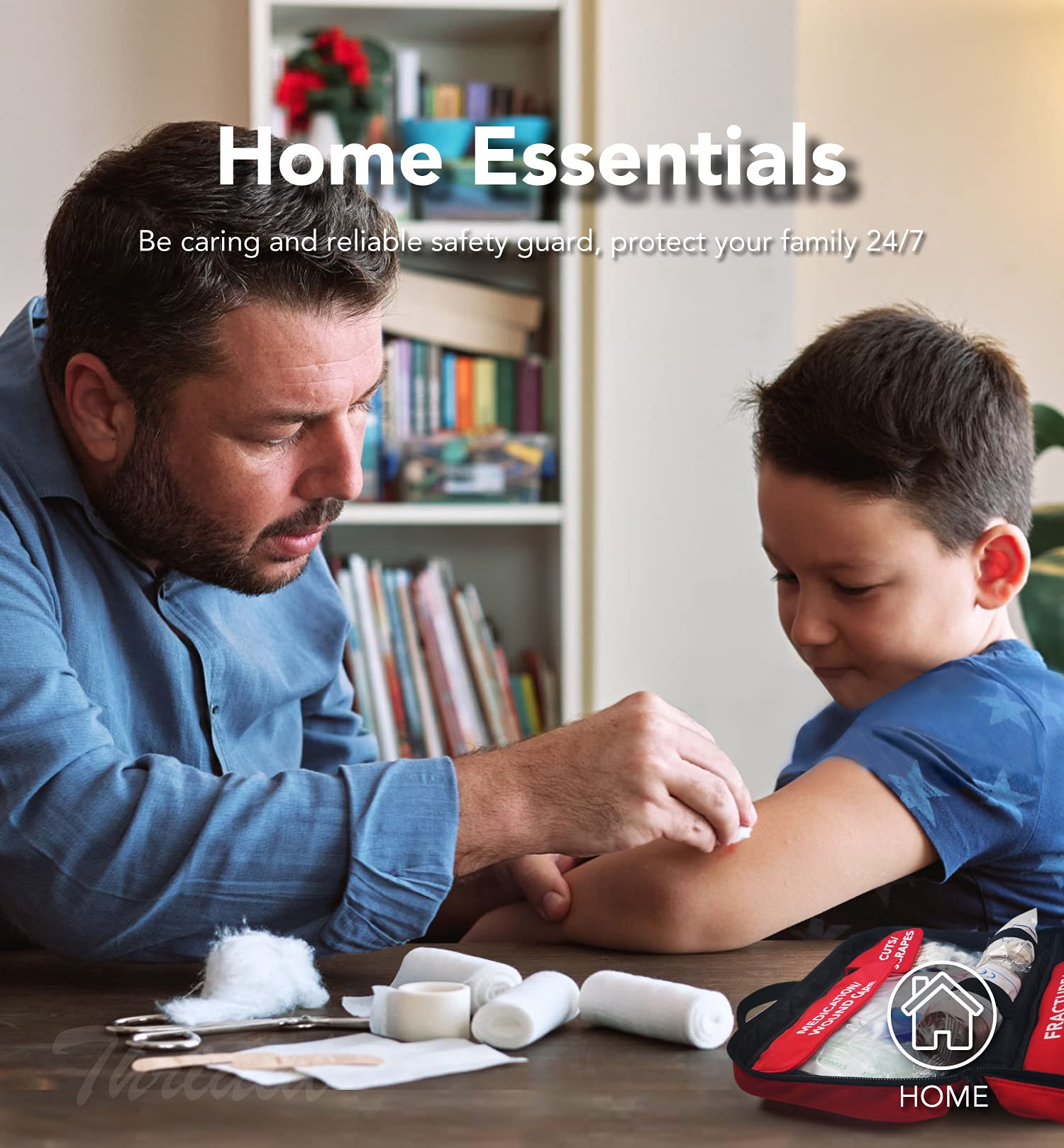 THRIAID 330-Piece First Aid Kit includes latex-free gloves and gauze for care.