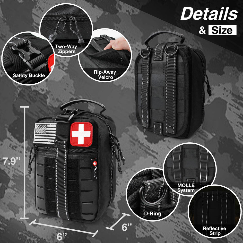 THRIAID Chest Seal shown for emergency chest wound containment during trauma scenarios.