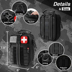 THRIAID Chest Seal shown for emergency chest wound containment during trauma scenarios.