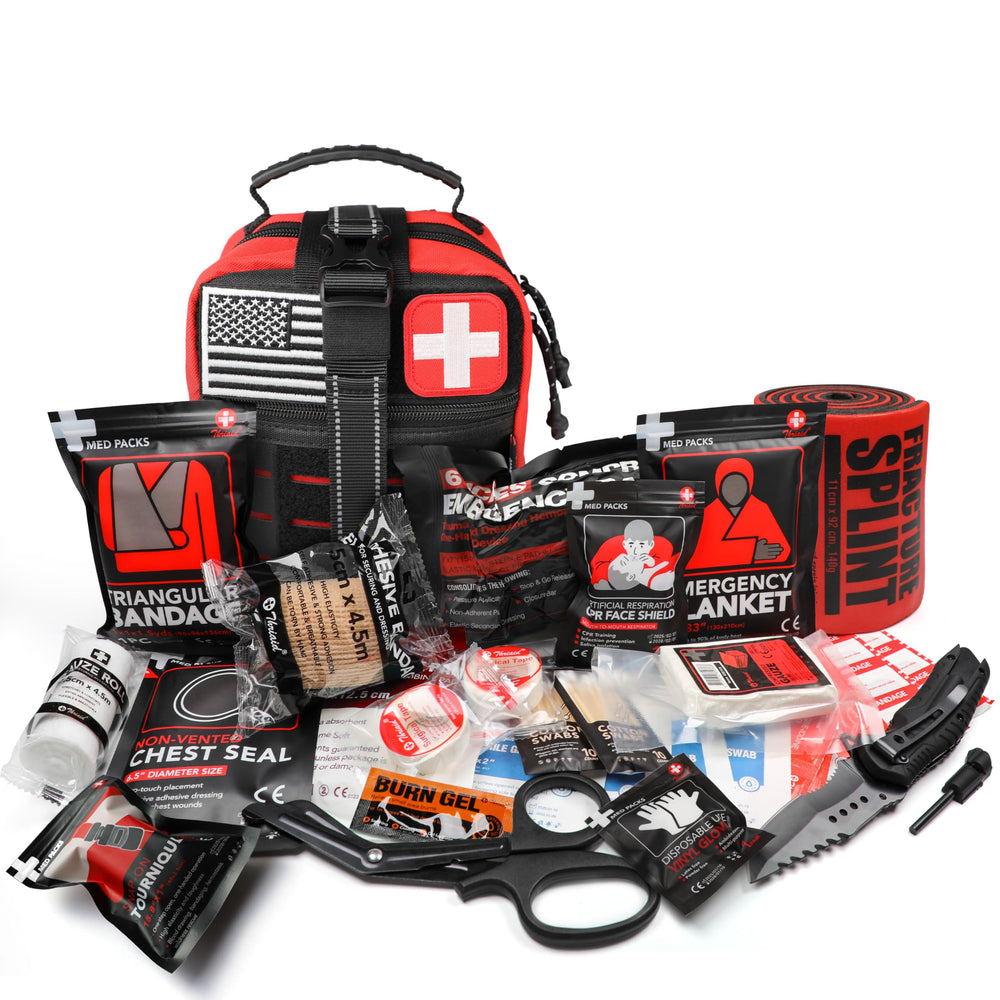 THRIAID chest seal and Israeli bandage ready for rapid wound response.