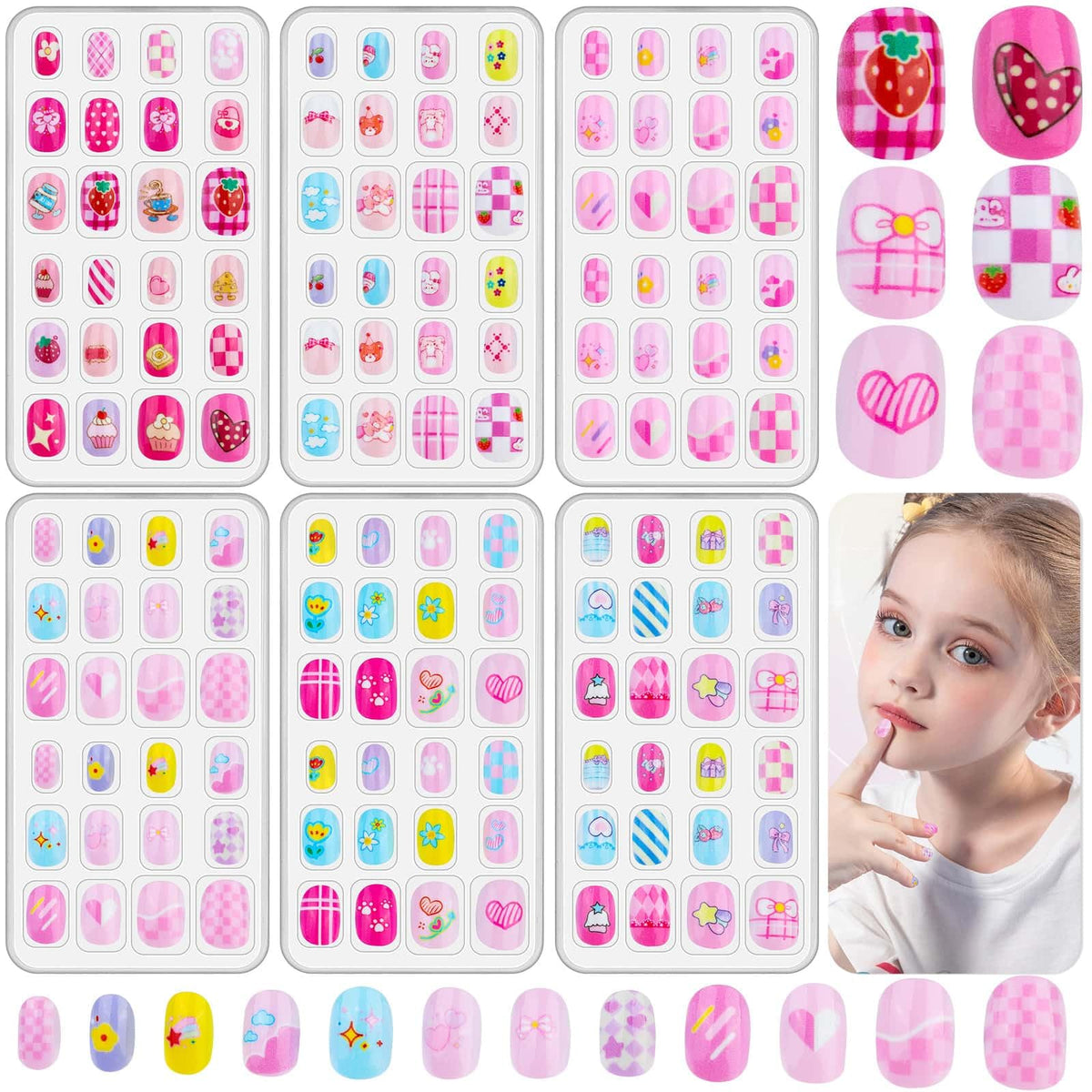 Thrilez kids nails 6-pack pink set for easy, playful dress-up looks.