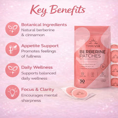 Thrivia Berberine Patches on skin demonstrate discreet use under clothing for daily comfort.