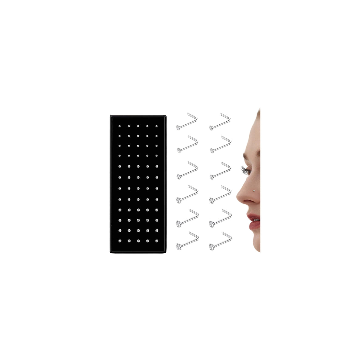 THUNARAZ nose studs assorted collection with 1.5mm crystals for daily wear