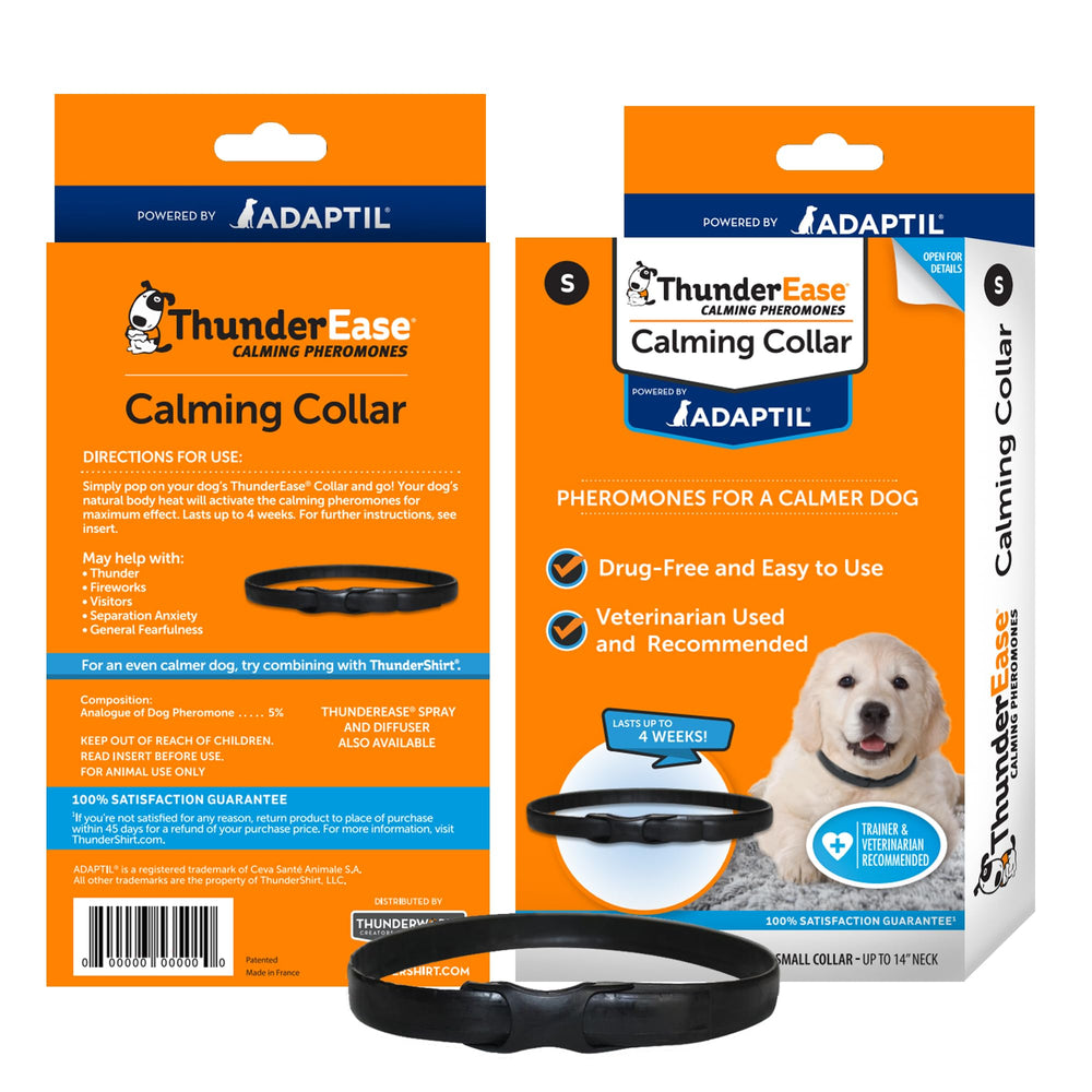 ThunderEase packaging front shows vet-recommended calming solution for dogs.