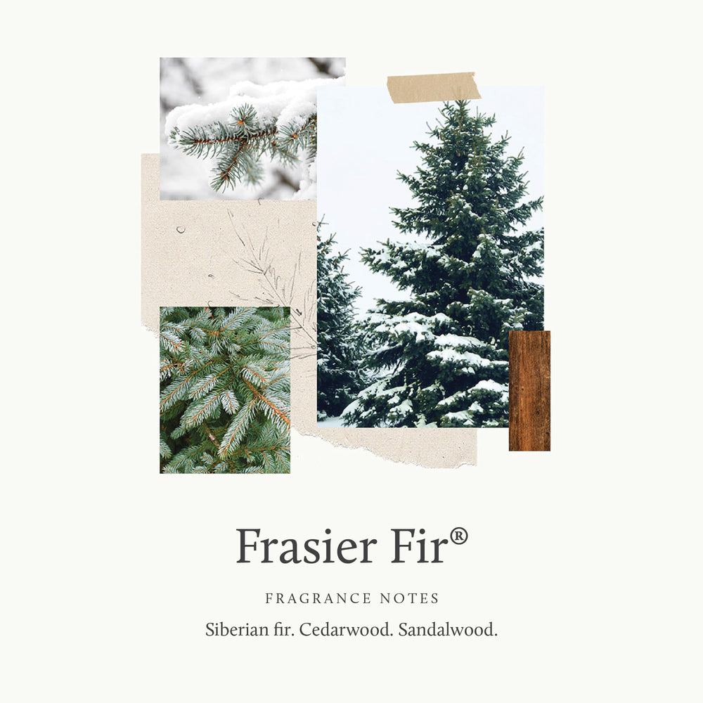 Thymes Frasier Fir diffuser refill label highlights natural formula
