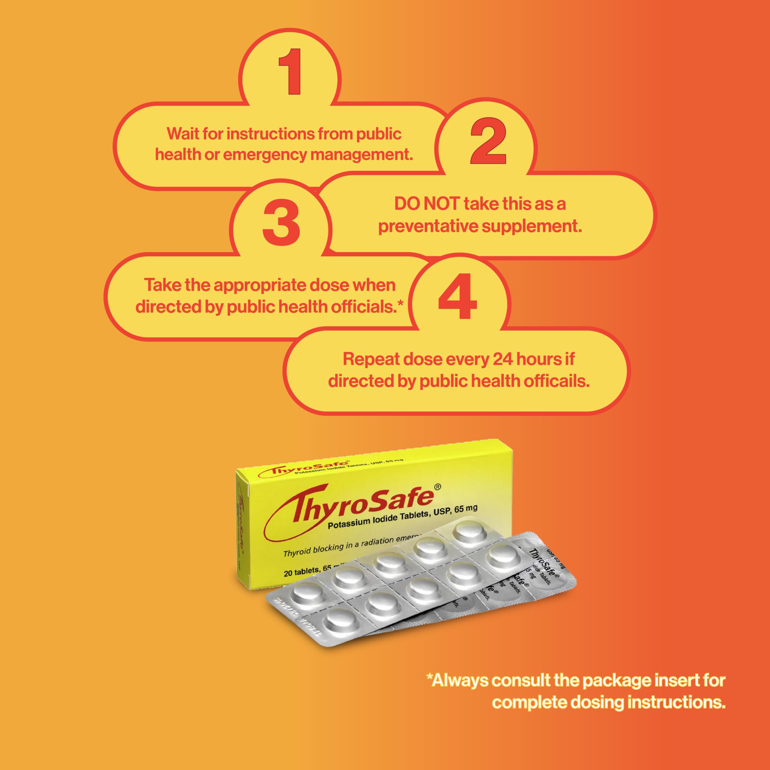 Compact THYROSAFE bottle designed for home or kit storage.