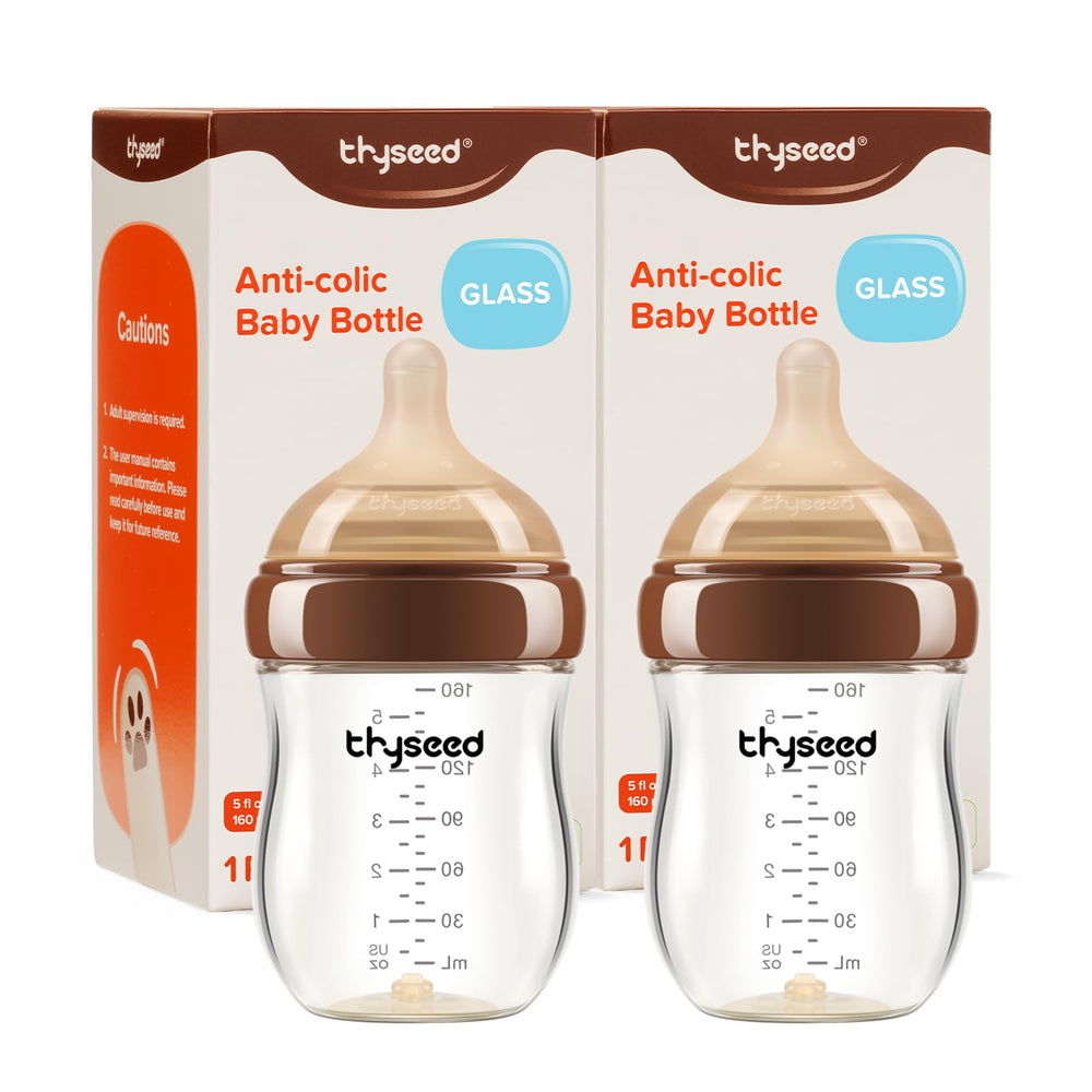 Thyseed anti-colic base-vent bottle reduces air intake for calmer feeds.