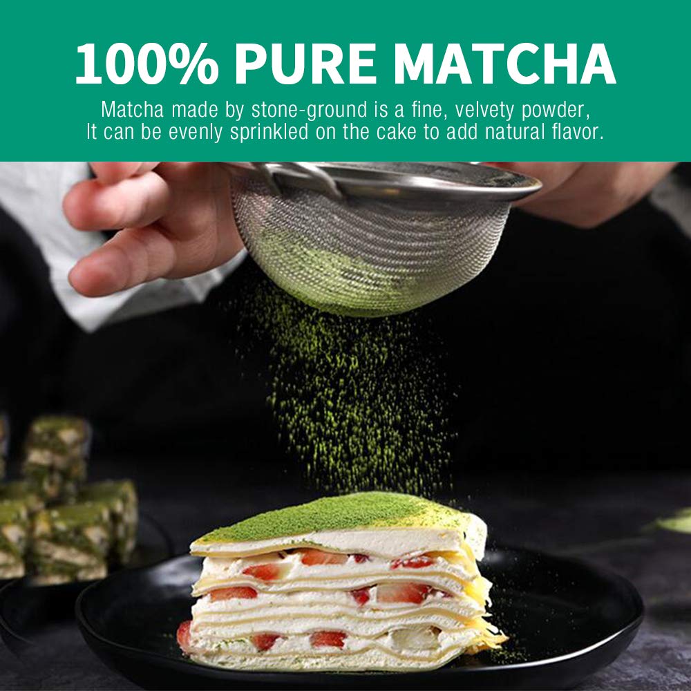 Tian Hu Shan stone-ground matcha close-up texture