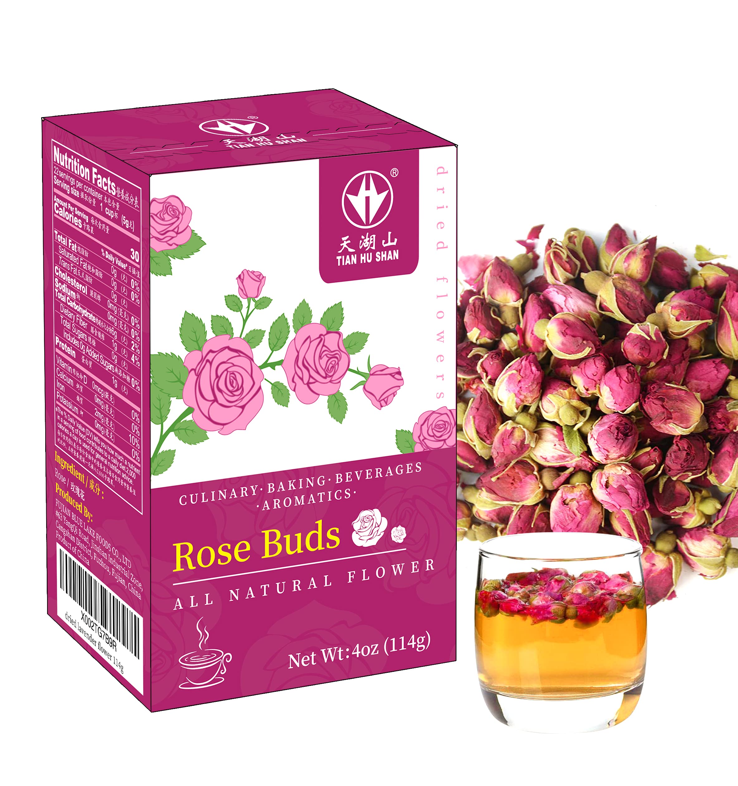 Tian Hu Shan rose buds close-up, premium quality ideal for soothing tea and natural fragrance
