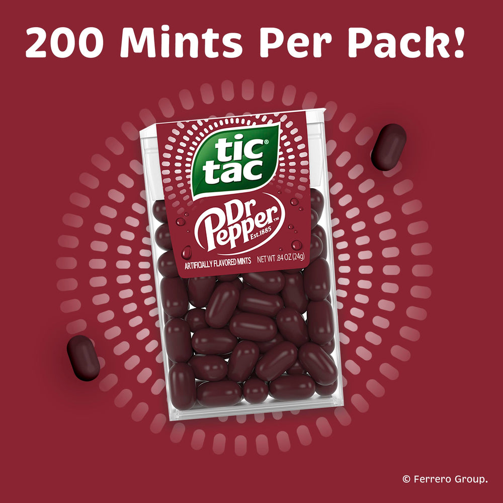 Tic Tac Dr Pepper mints on a desk for quick refreshment between tasks