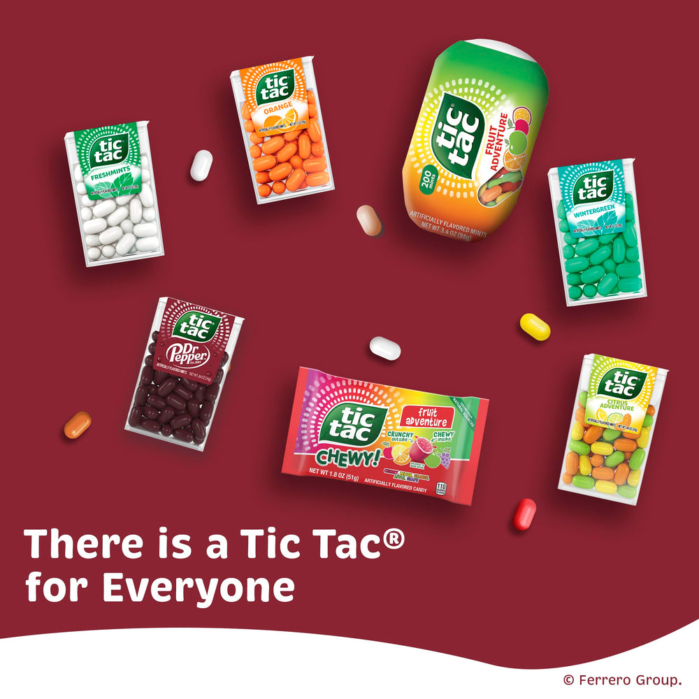 Tic Tac Dr Pepper mints flavor close-up highlighting the Dr Pepper-inspired taste
