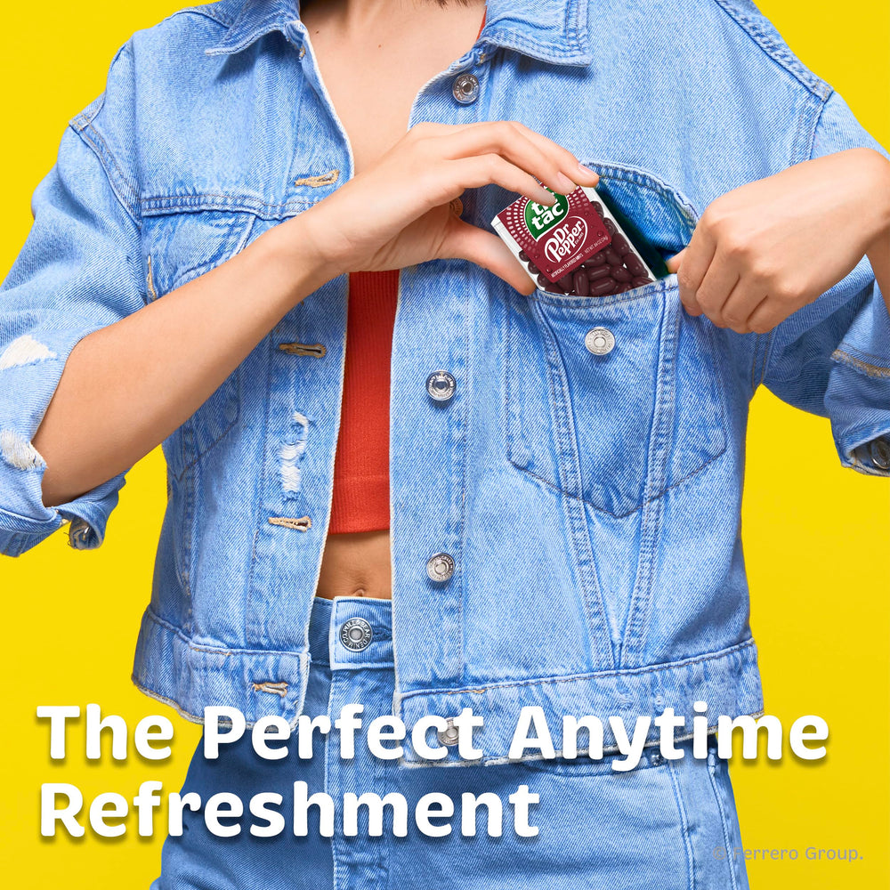 Tic Tac Dr Pepper pack display inviting flavor discovery.