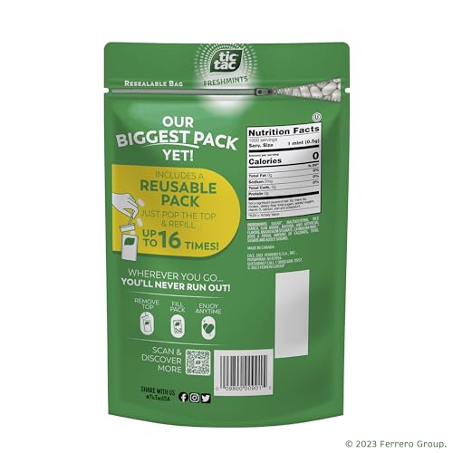 Tic Tac Freshmint Vanilla flavor offers a classic, refreshing aroma.
