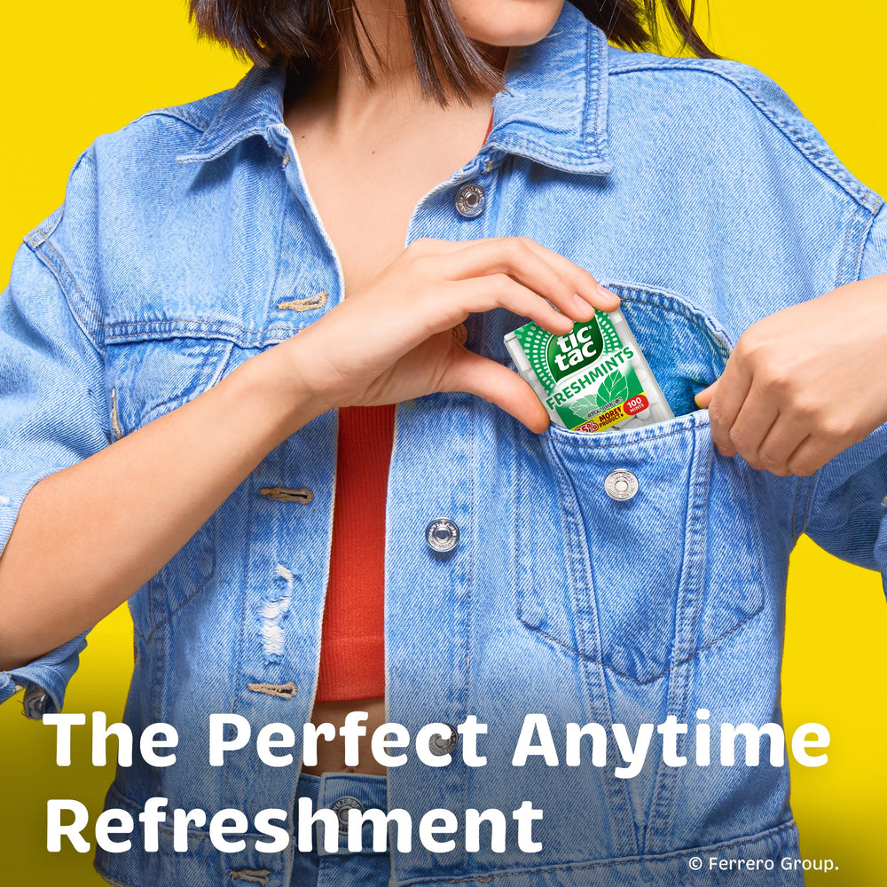 Tic Tac Freshmints gluten-free label on packaging.