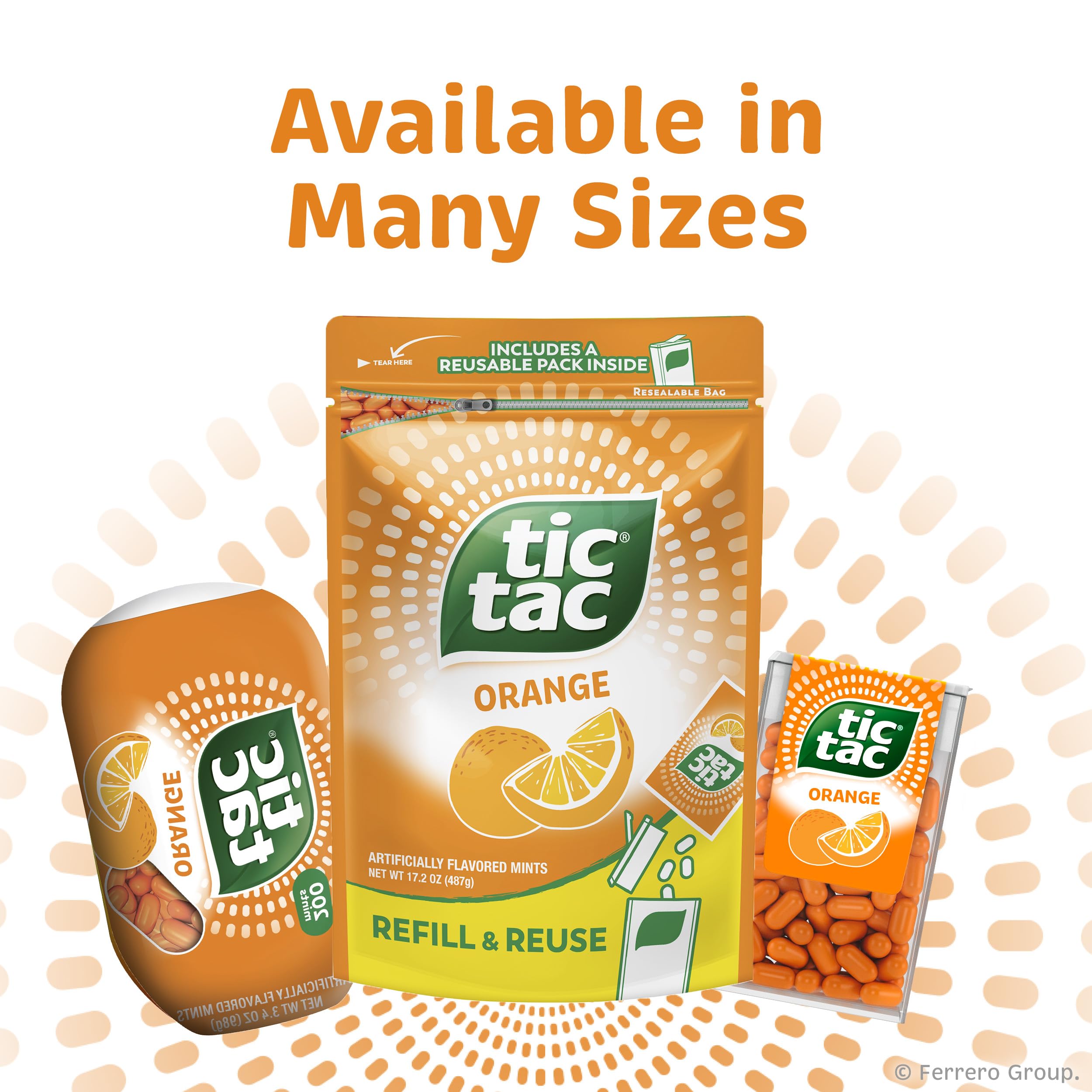 Tic Tac Orange mints on party table beside treats