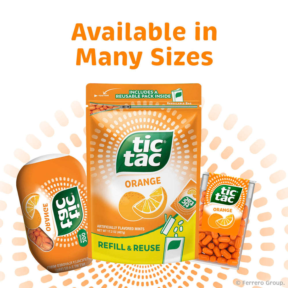 Tic Tac Orange mints on party table beside treats