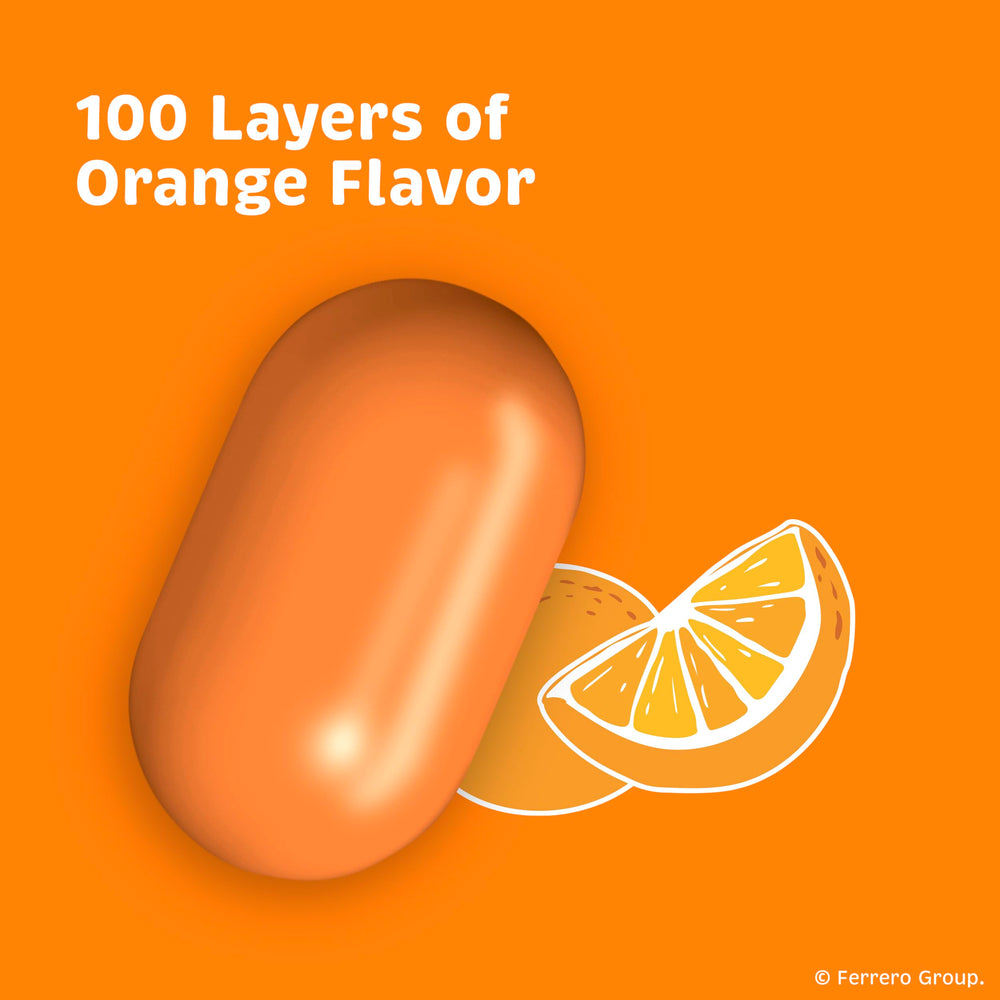 Tic Tac Orange mints pouring from a pack for fast refreshment