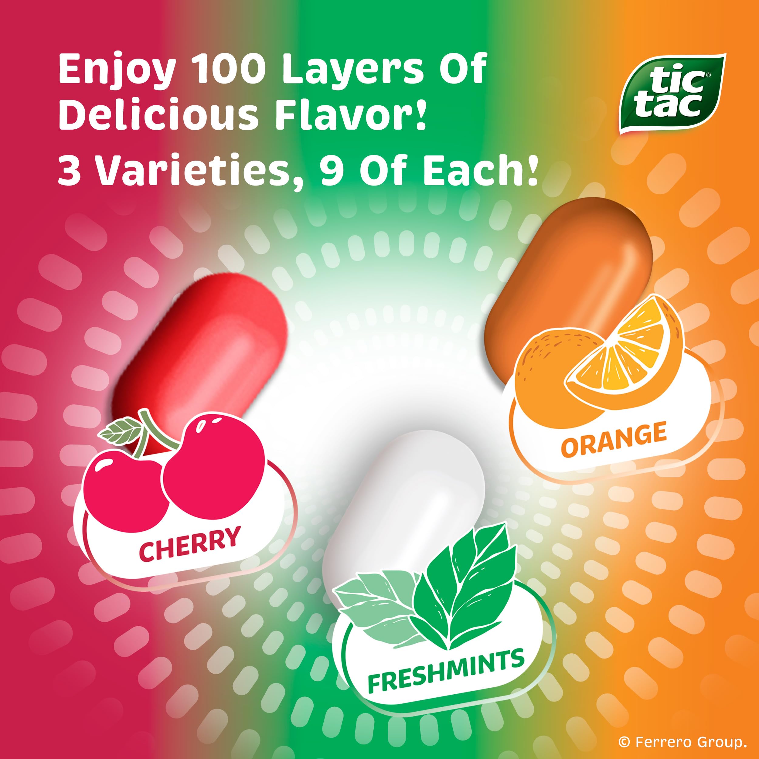 Tic Tac Orange flavor pack for lively citrus refreshment.