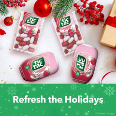 Tic Tac Strawberry and Cream container close-up highlights fruity creamy flavor