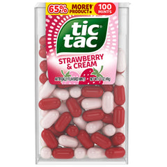 Tic Tac Strawberry and Cream mints in a clear bowl for entertaining