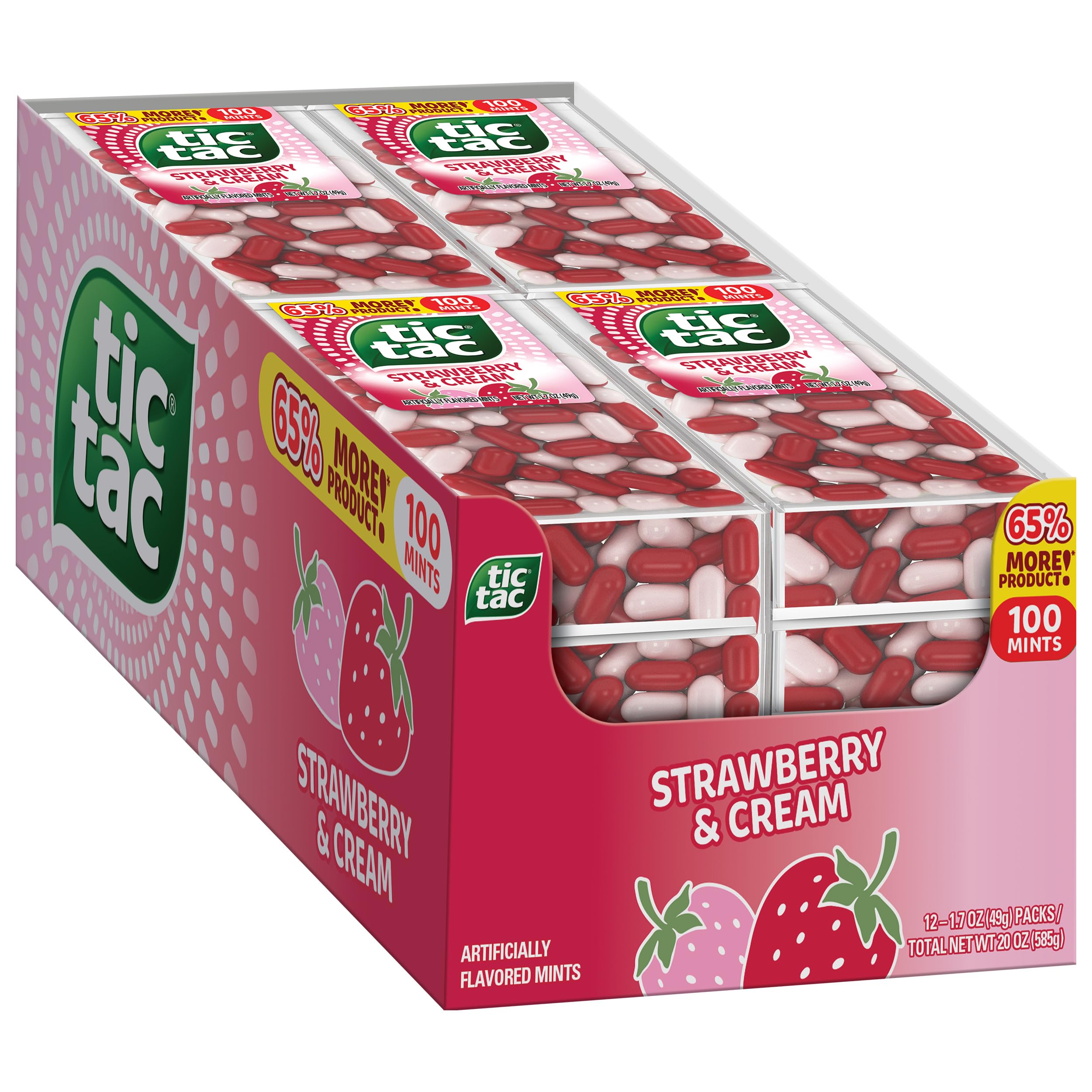 Tic Tac Strawberry and Cream pack front ideal for quick pocket refreshment on match day