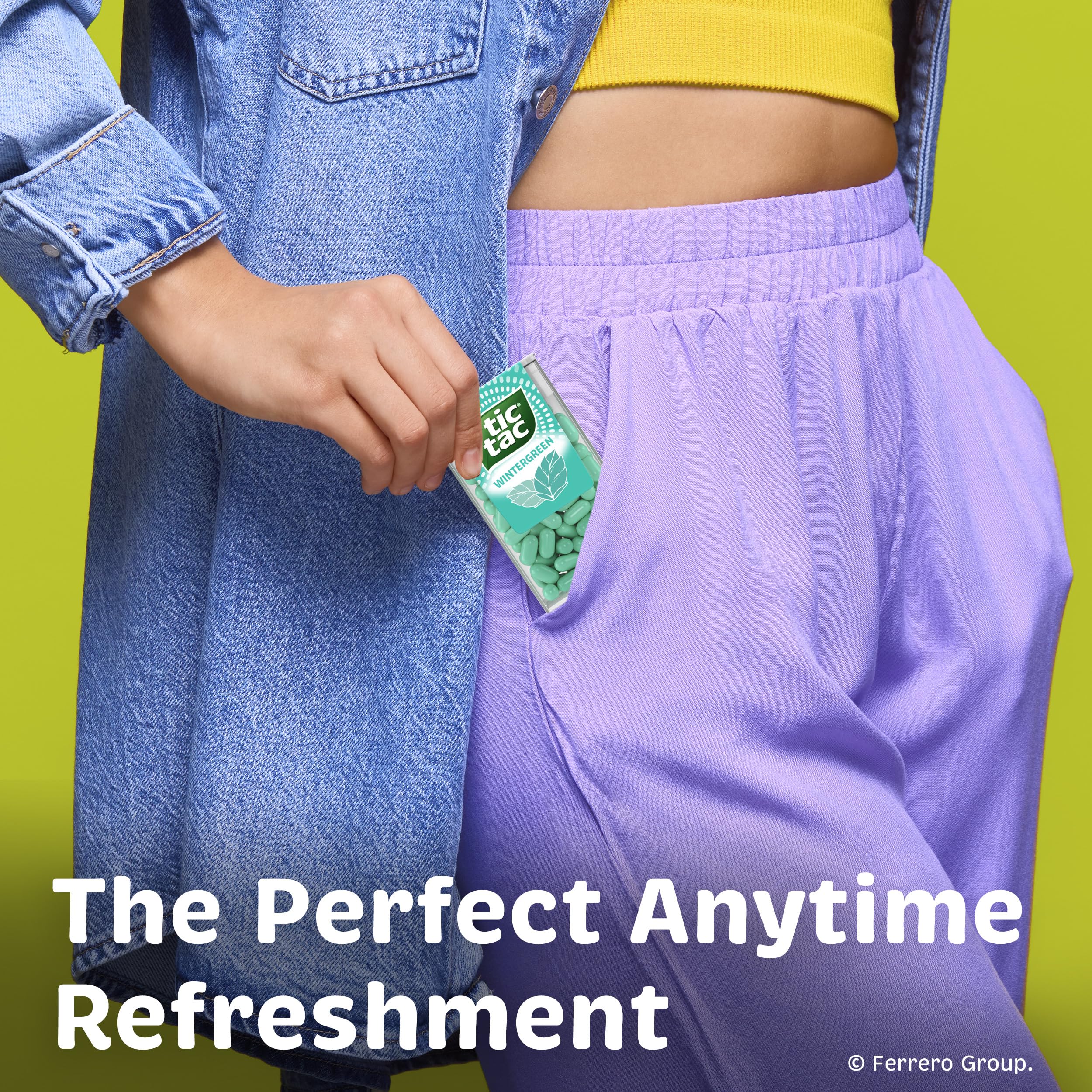 Pocket-sized Tic Tac Wintergreen mints fit easily in a bag.