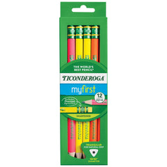 Ticonderoga My First Tri-Write neon pack shows vivid colors for early writing practice.