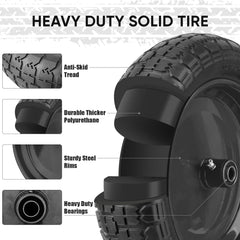 TICONN wheelbarrow tire side view for rugged terrain performance.