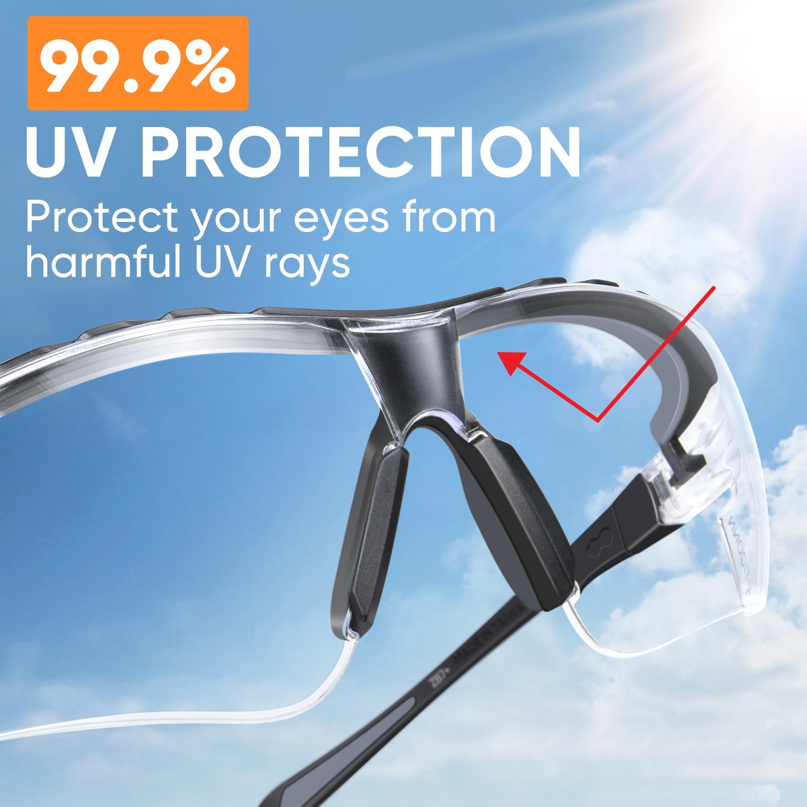 TICONN women's safety glasses with rubber frame for comfortable, non-slip wear.