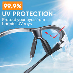 TICONN women's safety glasses with rubber frame for comfortable, non-slip wear.