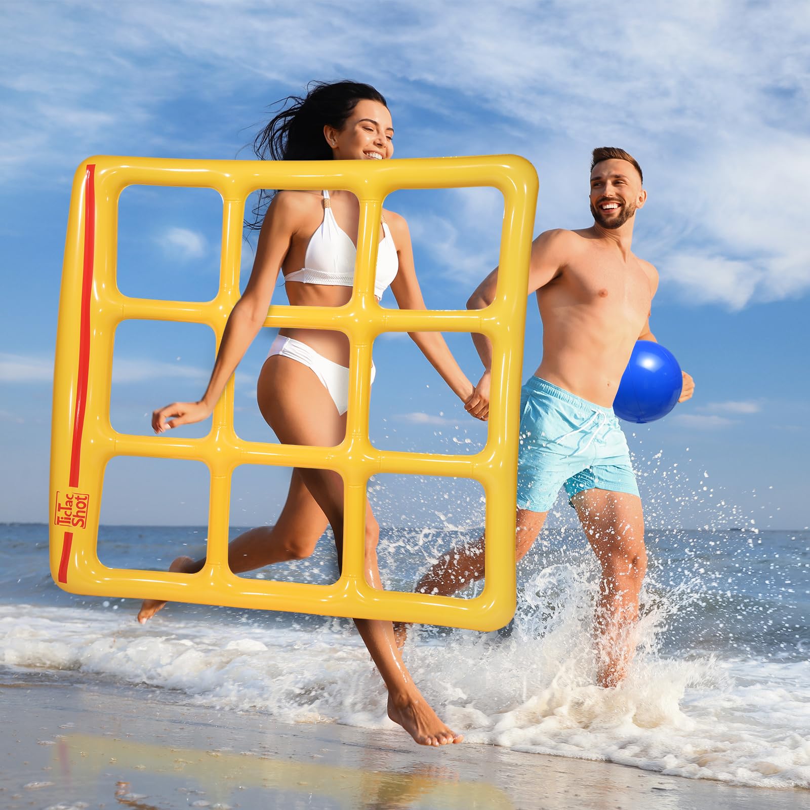 TicTac Shot activity for adults and kids at backyard or beach gatherings.
