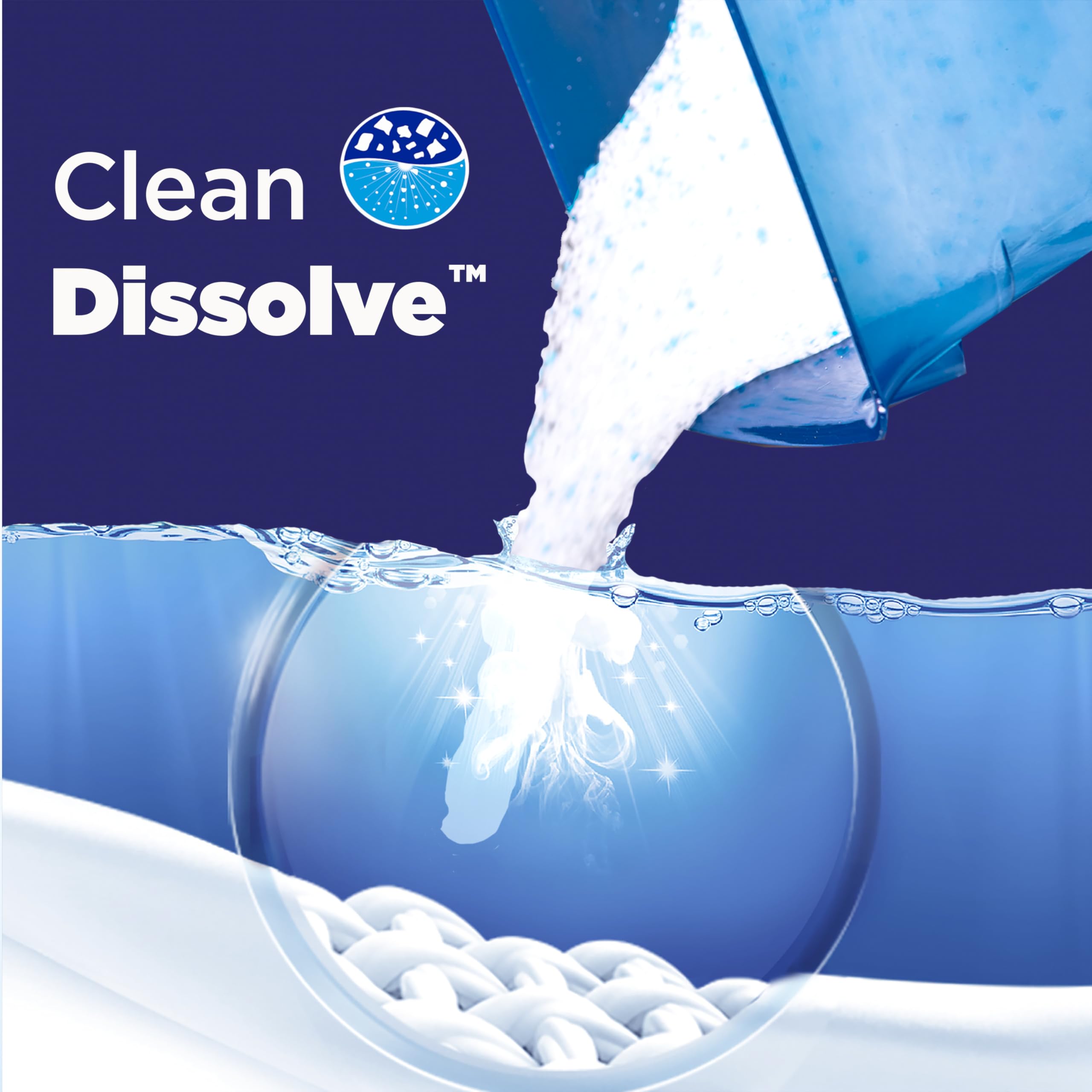 Close-up of Tide Clean and Gentle powder packaging, unscented and dye-free.