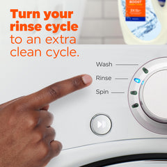 Tide Clean Boost bottle stored in a laundry cabinet for easy access