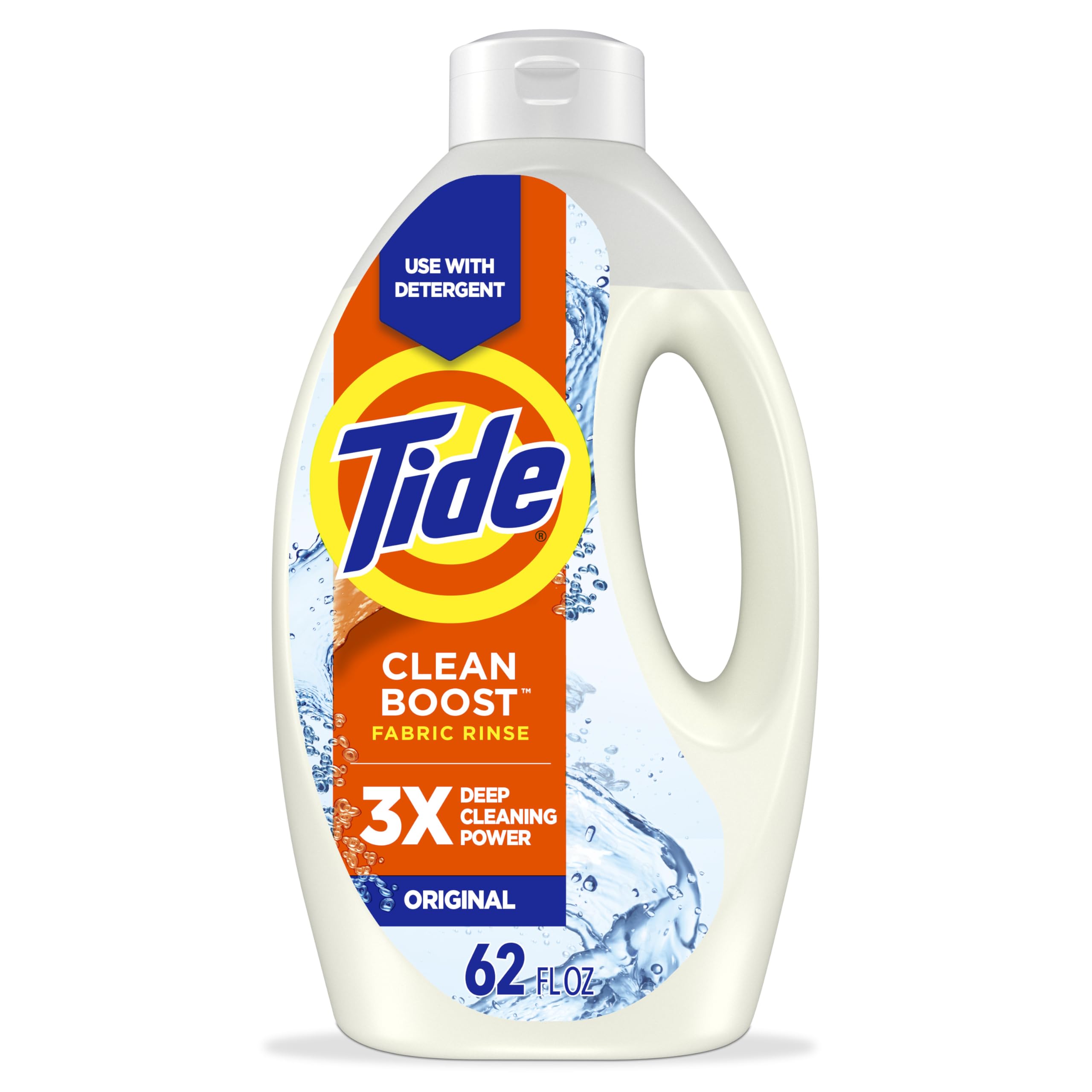 Tide Clean Boost fabric rinse bottle being poured for extra odor removal