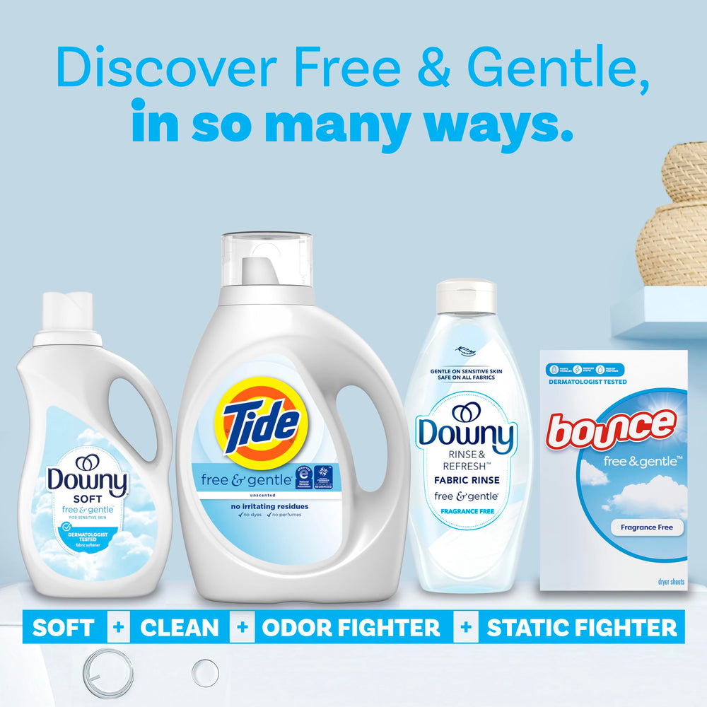 Tide Free & Gentle cold-water dissolve demonstrates effective cleaning in low-temperature cycles.