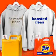 Tide Original Scent bottle back highlighting stain removal and freshness features