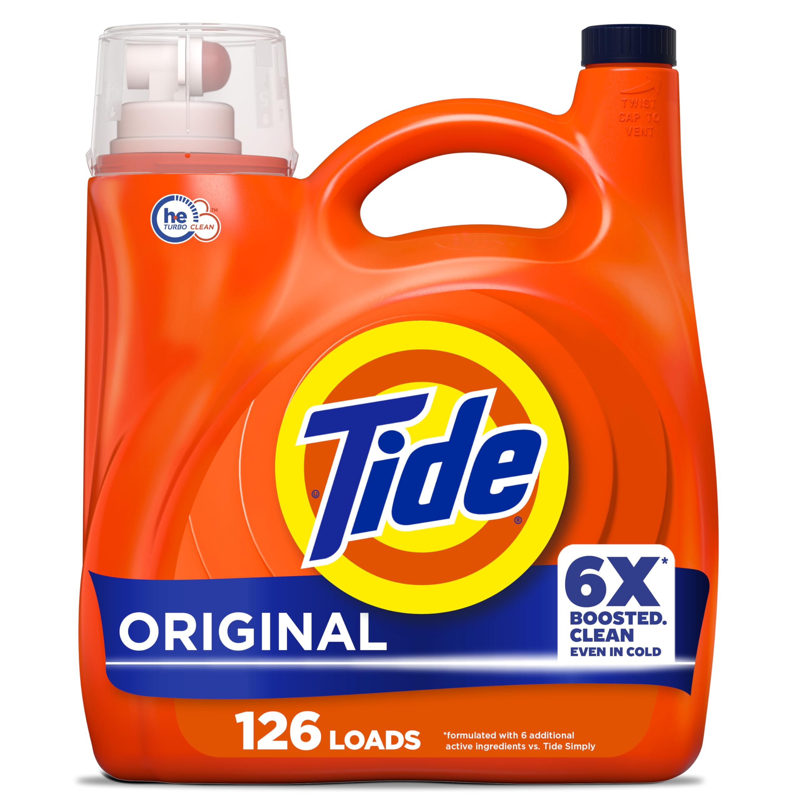 Tide Liquid Detergent Original Scent bottle front showing boosted clean for cold water washes