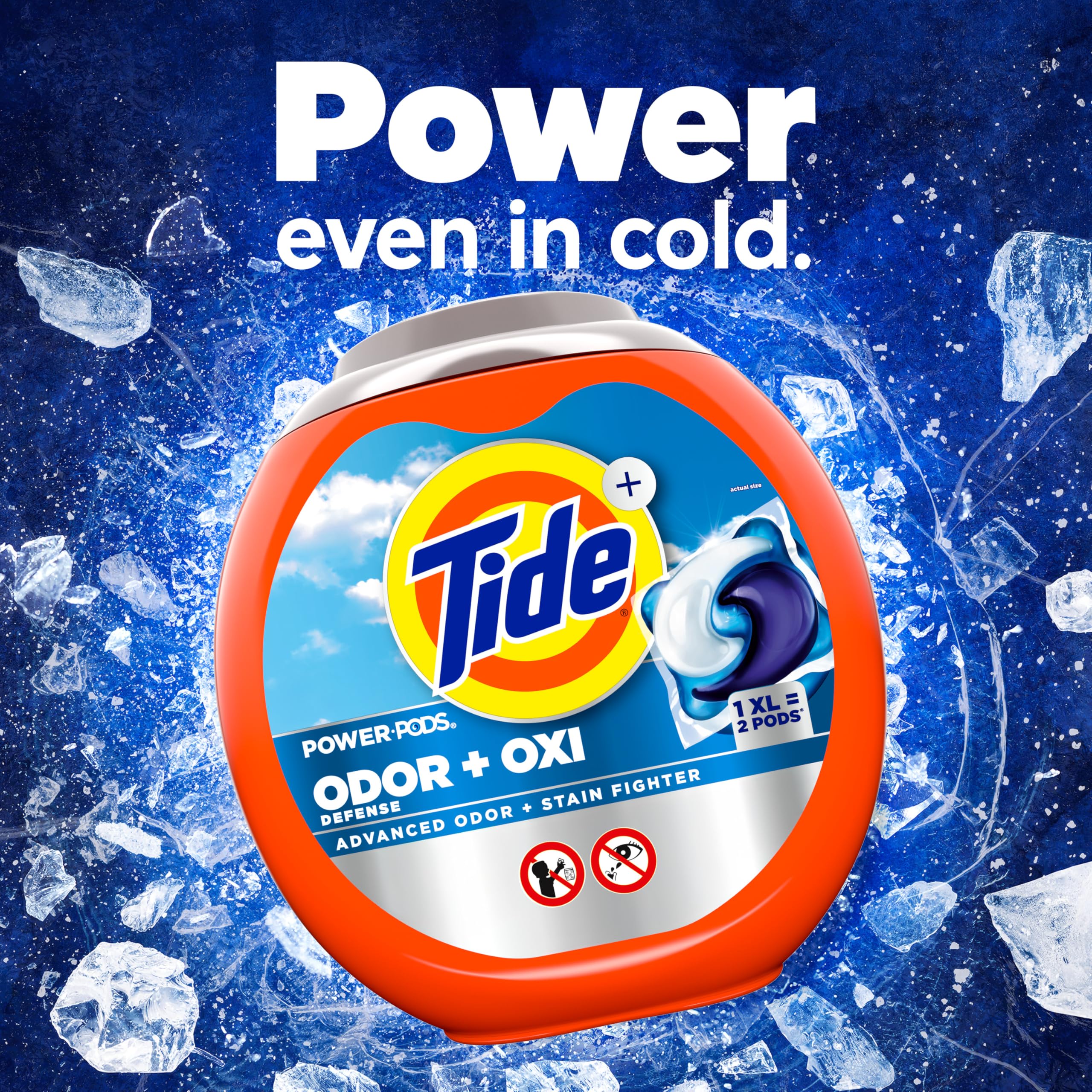 Cold water cleaning potential of Tide Odor Defense Oxi Pods preserves freshness.