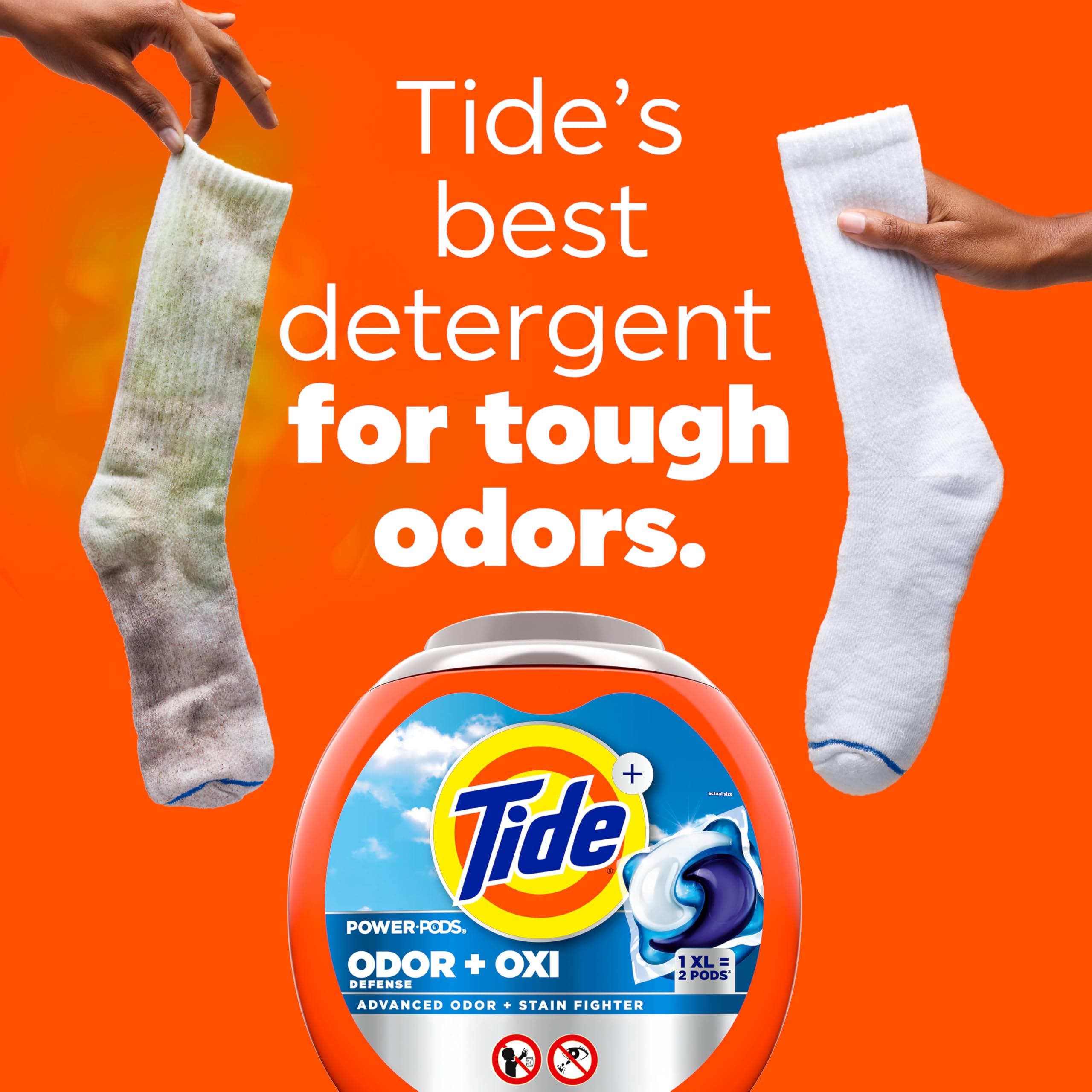 Tide Odor Defense Oxi Pods dissolving in water demonstrate quick cleaning.