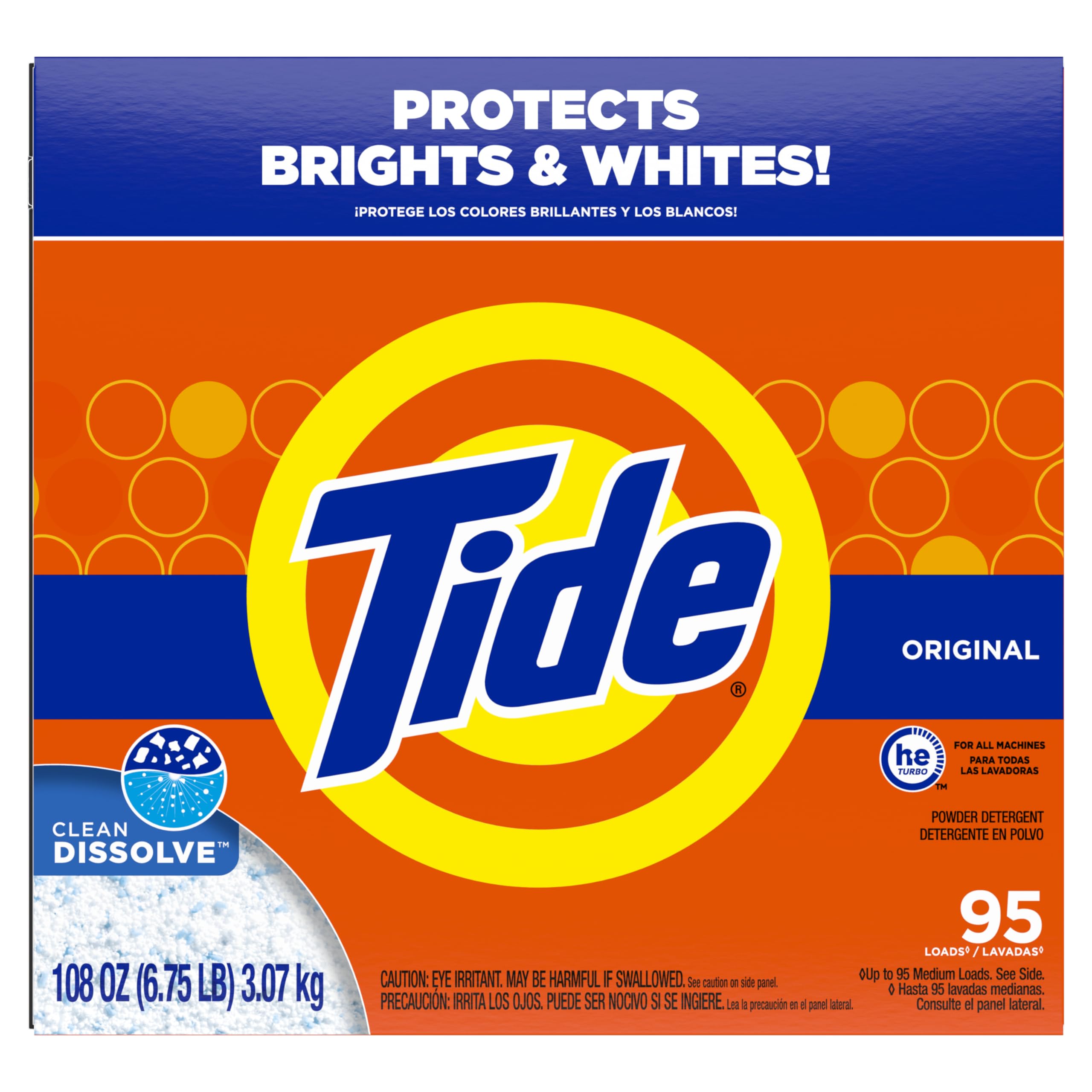 Tide Original Powder Detergent 108oz packaging conveys long-lasting value