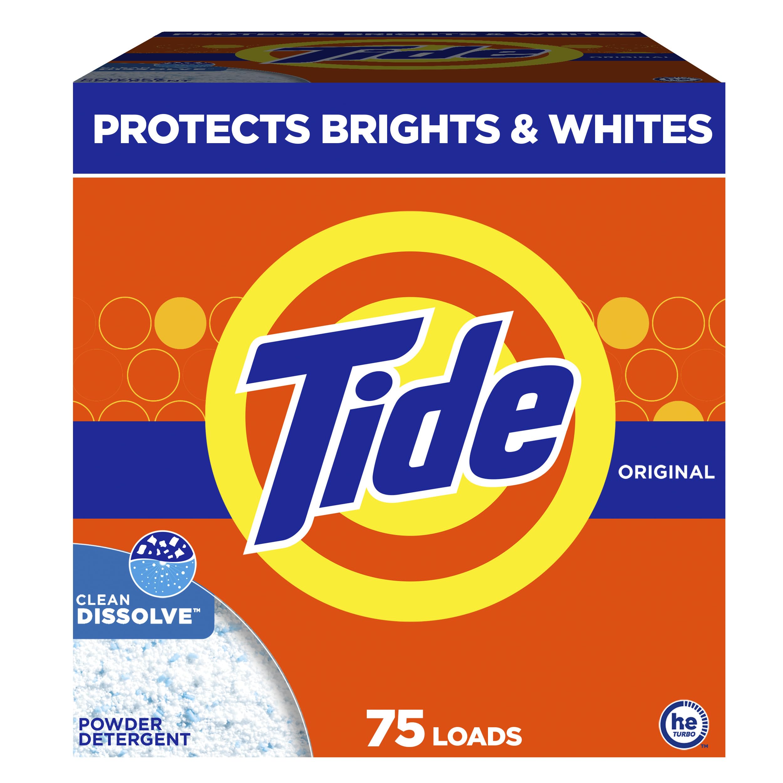 Tide Original powder detergent with a dosage scoop for tough-stain removal