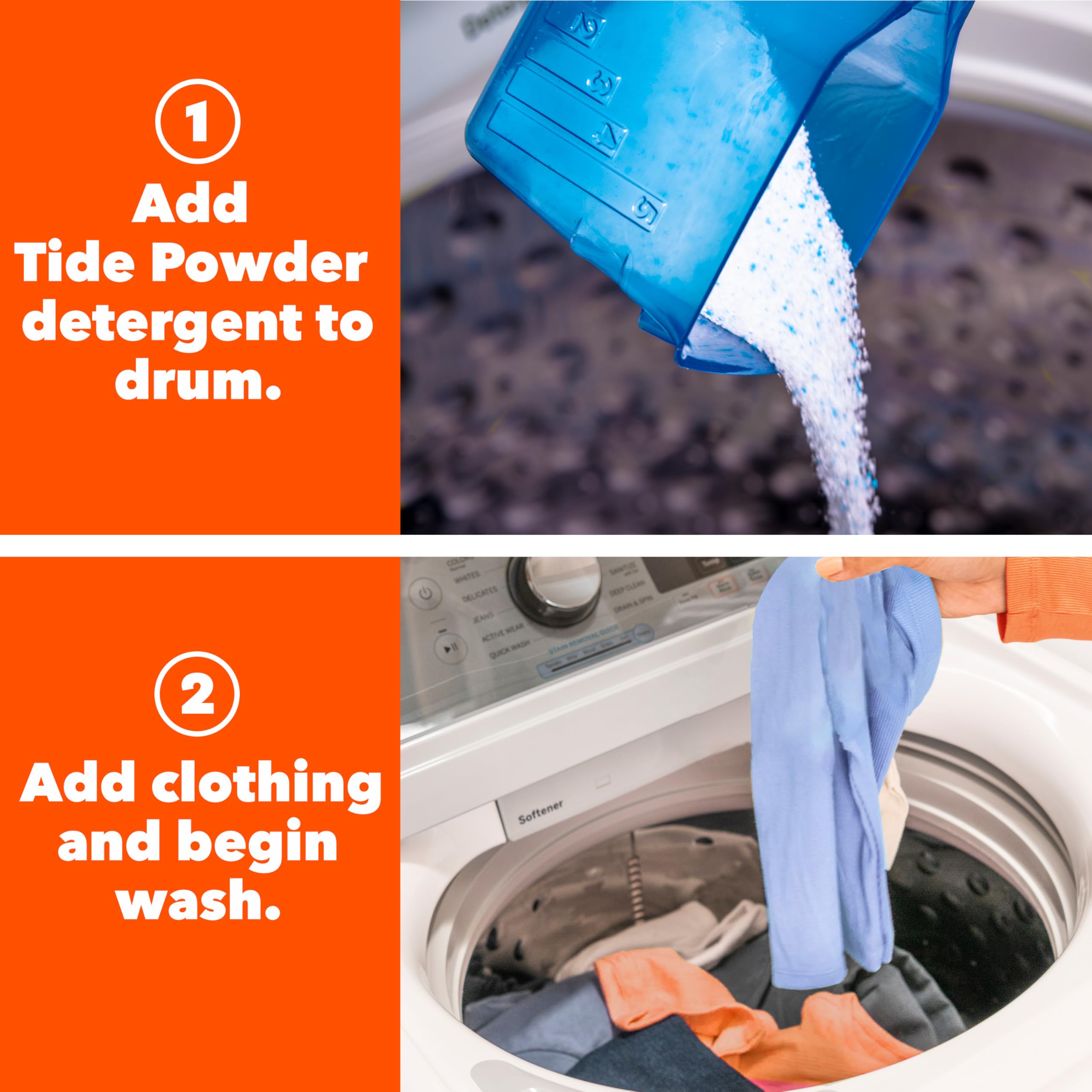 Tide Original powder detergent is safe for HE washing machines
