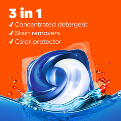 Tide PODS color protector helps fabrics stay vibrant after washing.