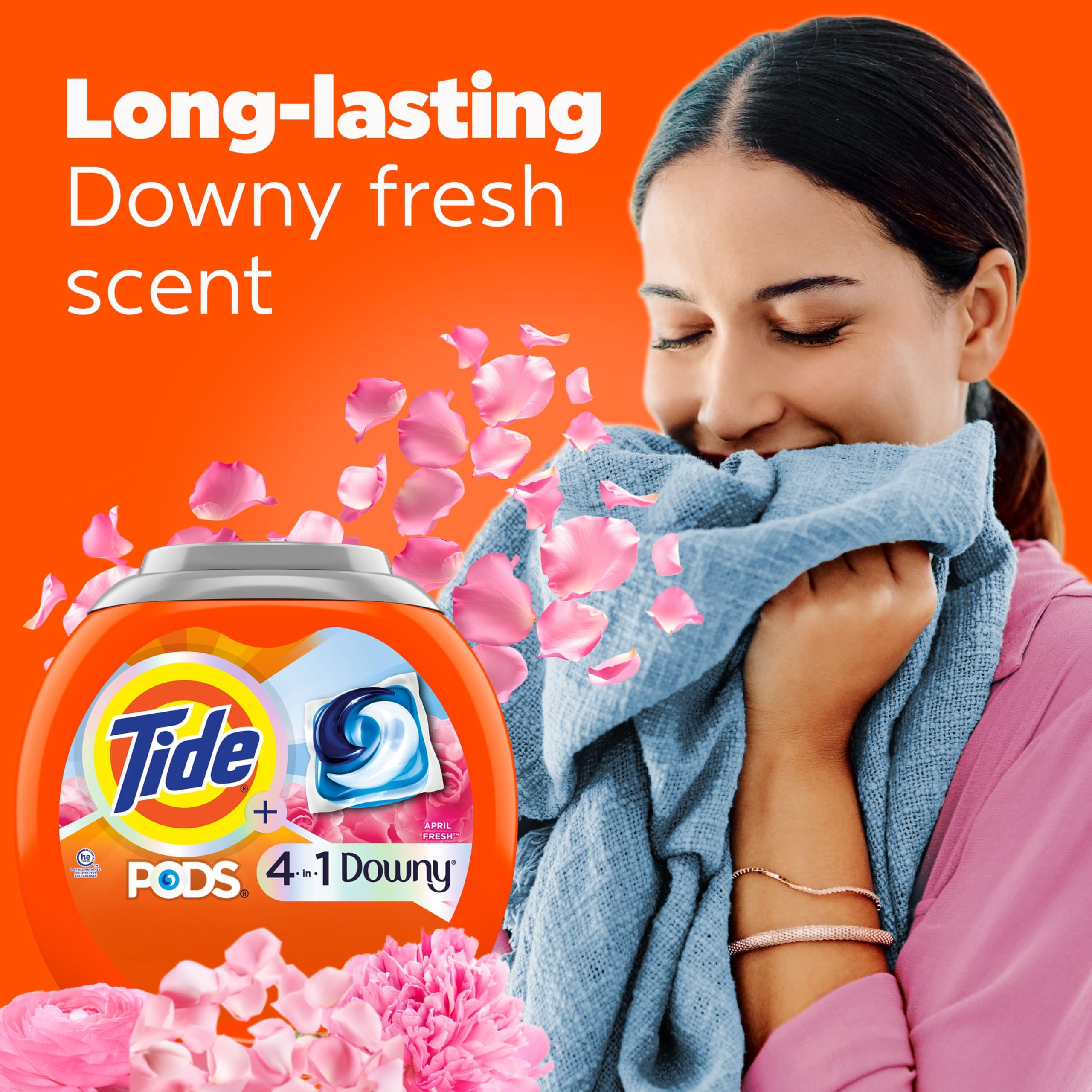 Close-up of Tide PODS with Downy showing fresh fragrance.