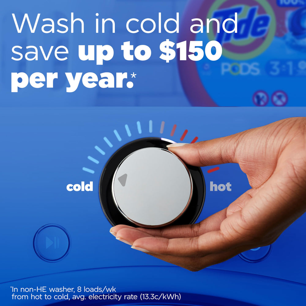 Tide PODS deliver stain removal in cold-water washes.