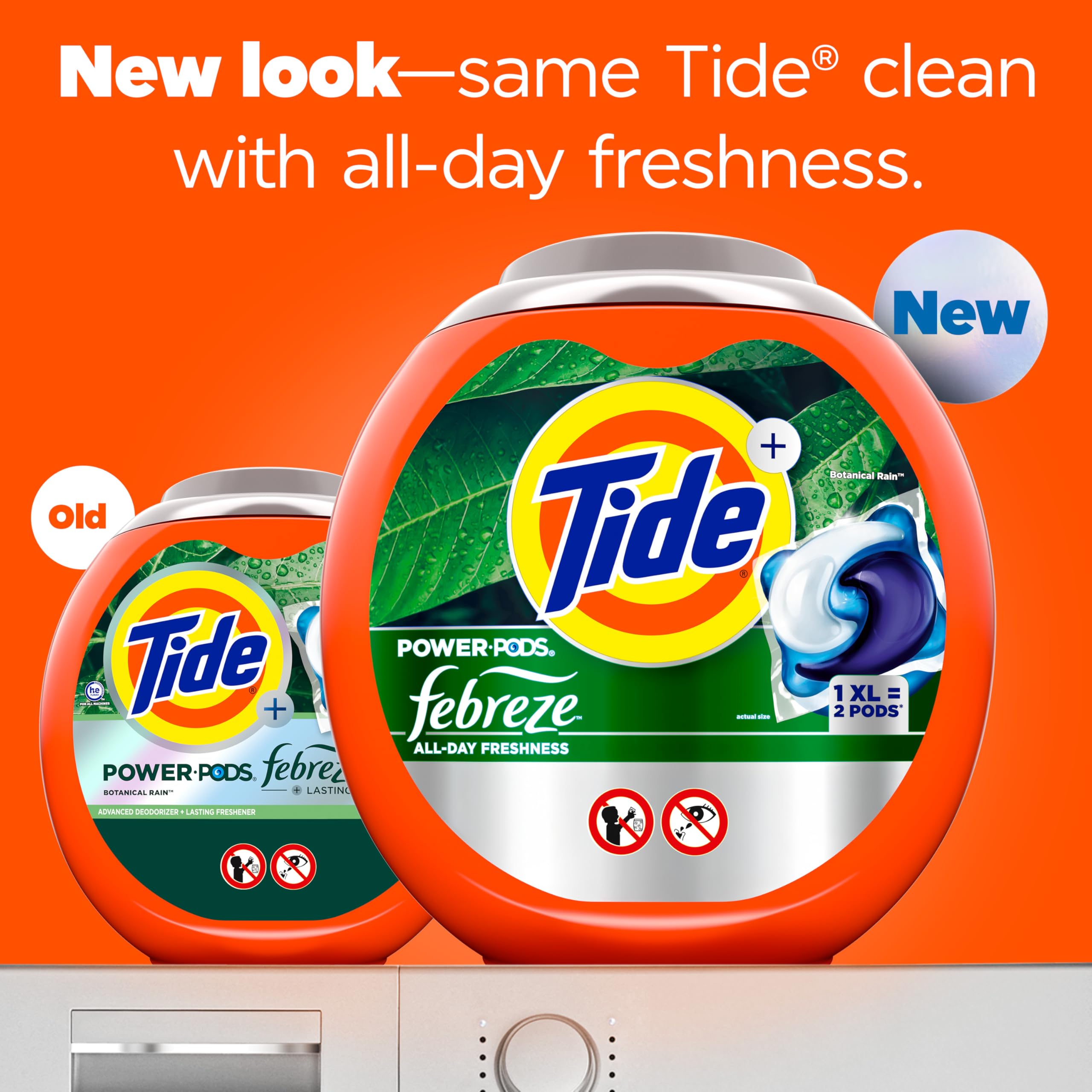 Tide Power Pods bottle pour showing easy dosing for busy households