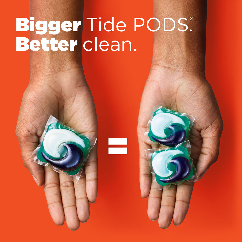 4in1 technology display for Tide Power Pods Febreze showing detergent, odor eliminators, stain removers and freshness