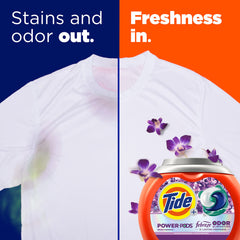 Close-up of Tide Power Pods Febreze odor eliminators highlighting odor protection