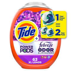 Tide Power Pods Febreze Spring & Renewal pods for fresh laundry.