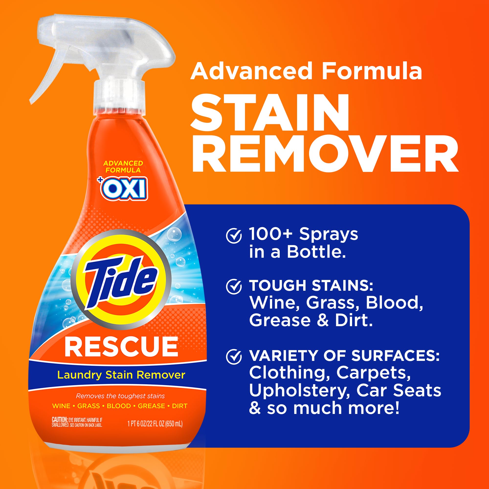 Tide Rescue Spray applying stain treatment on fabric to illustrate quick spot work